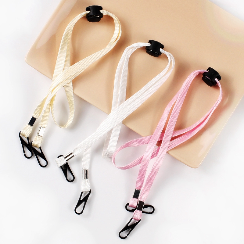 Mask Lanyard Adjustable - 1個入りマスク用吊り下げ紐 フェイスマスク用ストラップ 使い捨てマスク用ストラップホルダー 調節可能な跡の残らない耳掛け紐 ホワイト 環境に優しい