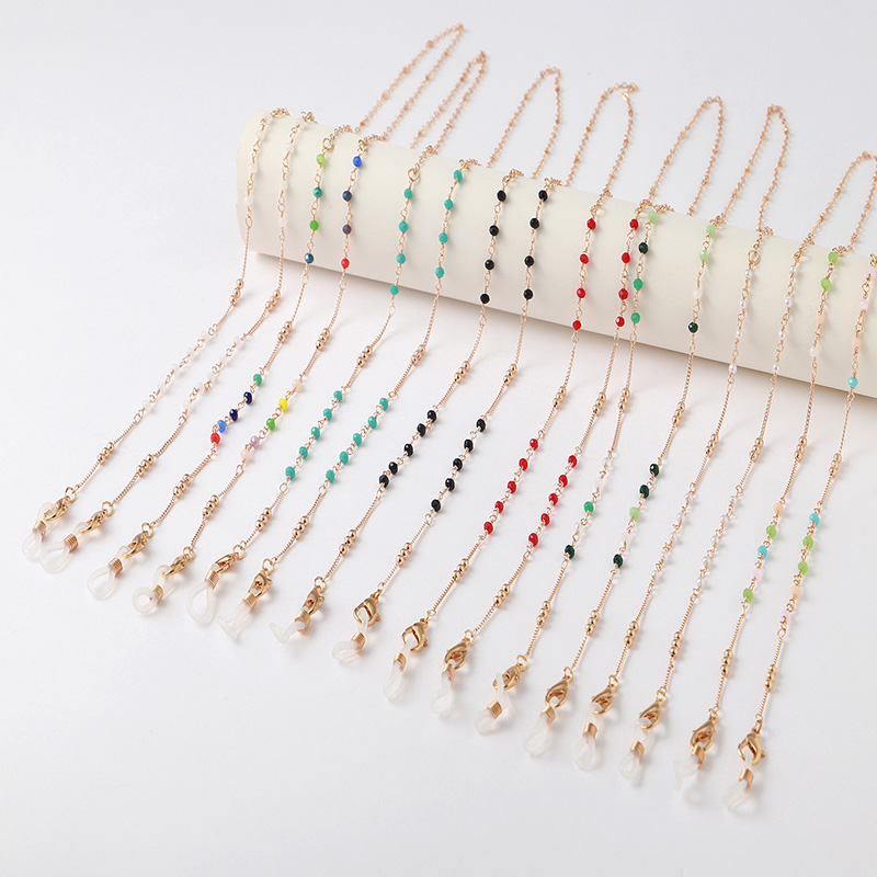 ハートブロック天然石滑り止めマスクホルダーストラップ、カラフ - Mask Chain Holder のレビューと価格