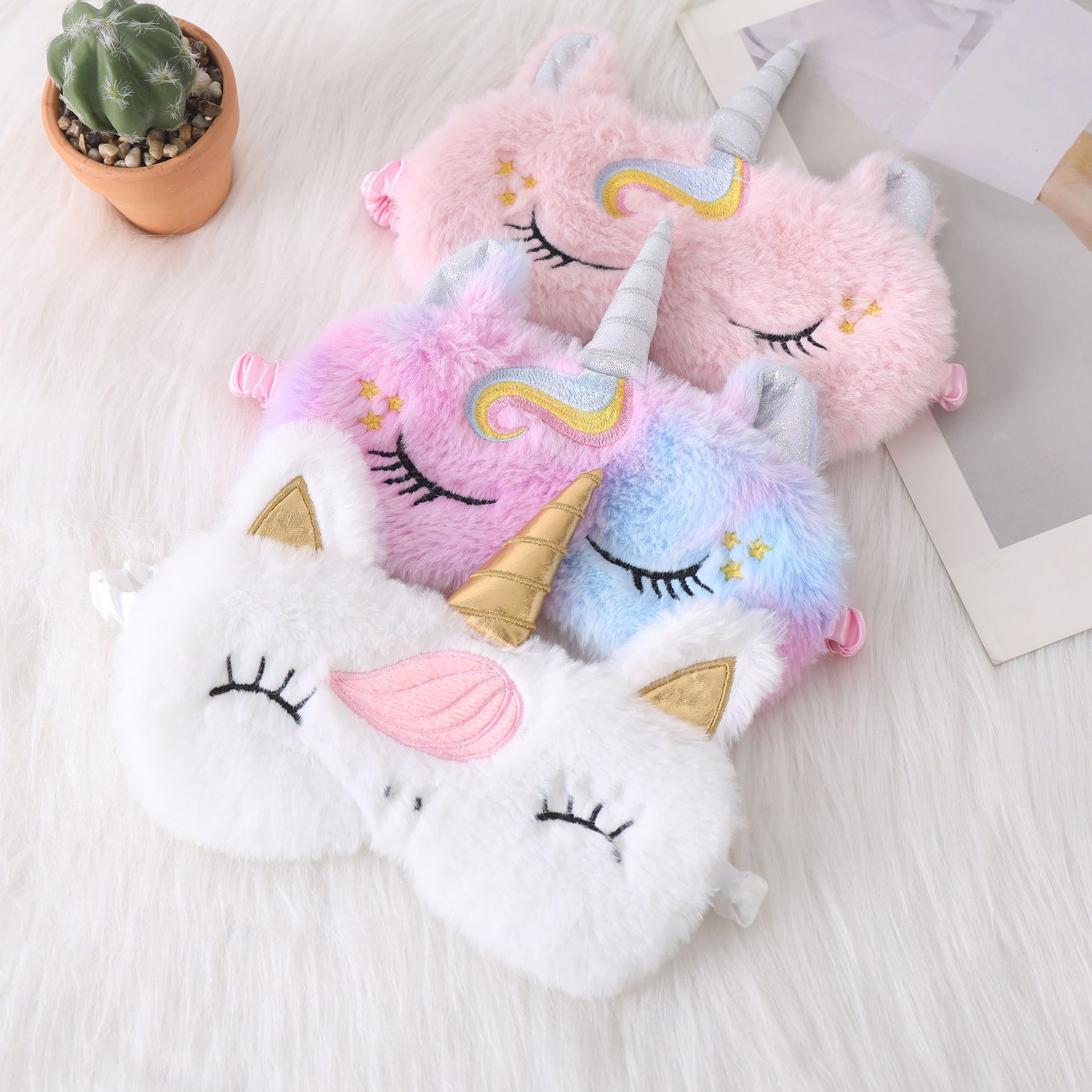 旅行用の豪華なスリーピングマスク,ユニコーンアイカバー,折り - Kids Face Mask のレビューと価格
