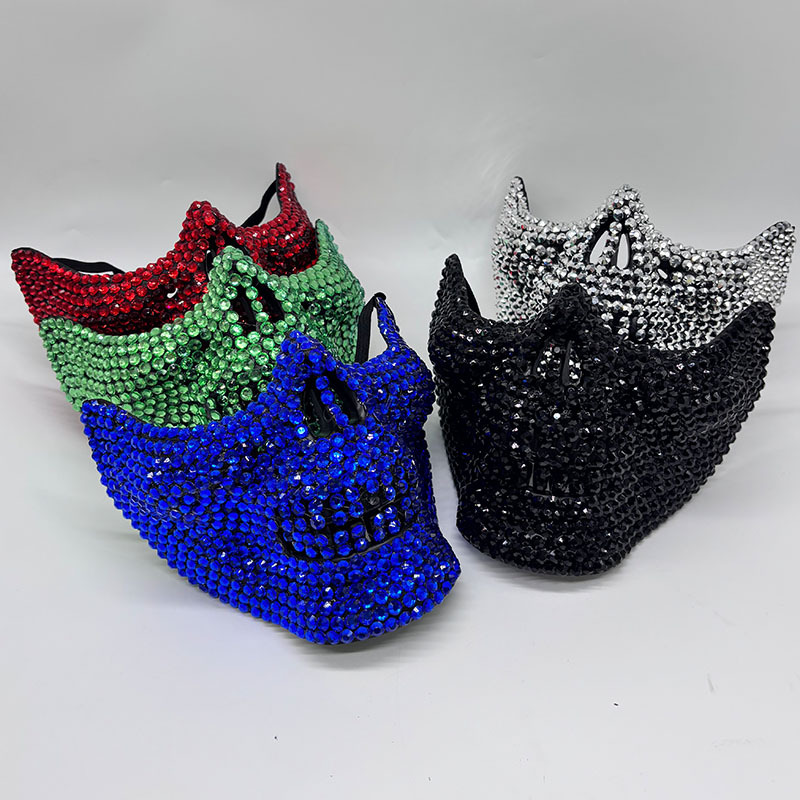 ラインストーンハーフスカルマスク男性女性用仮面舞踏会パーティ - Respirator Half Face のレビューと価格