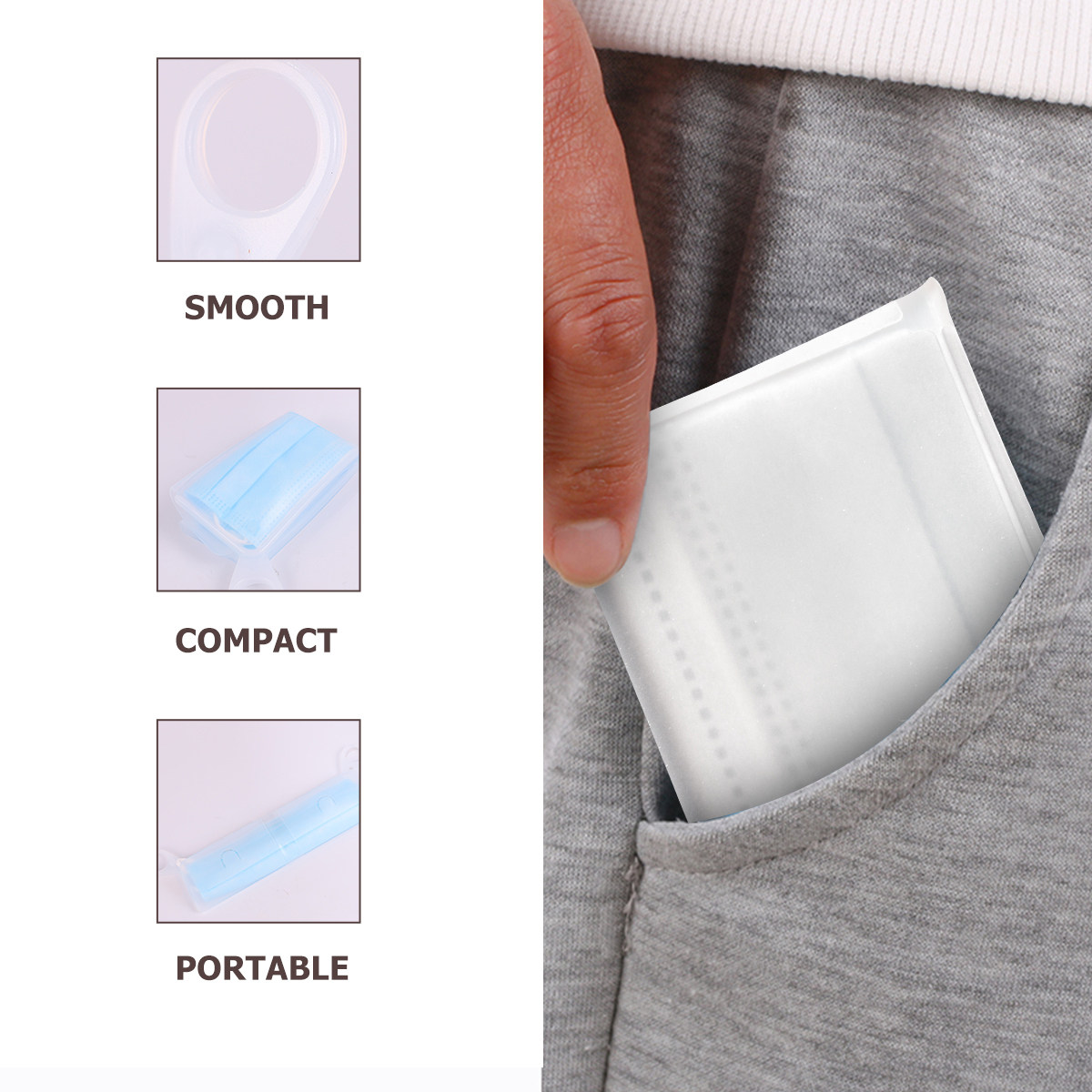 2個入り食品グレードシリコン製マスク収納ボックス、平型ポータ - Face Mask Storage Box のレビューと価格