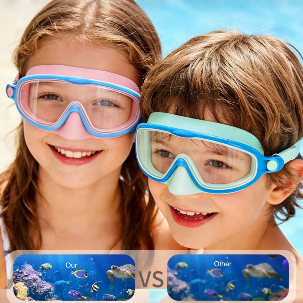 子供用スイミングゴーグル ノーズカバー付き 広視野ダイビング - Anti Pollution Mask のレビューと価格