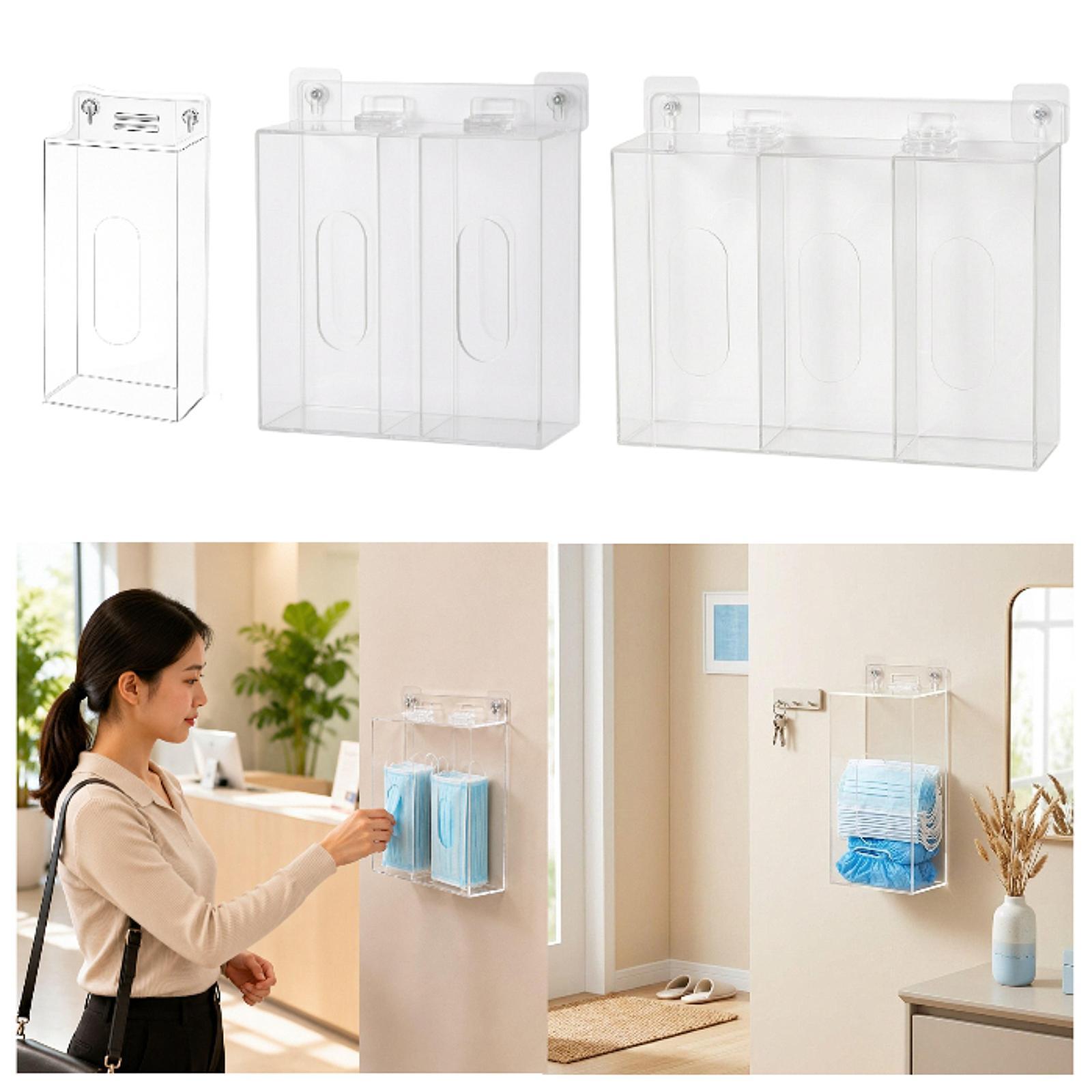 アクリル製グローブボックスホルダー 壁掛け式 簡単設置 多用 - Face Mask Storage Box のレビューと価格