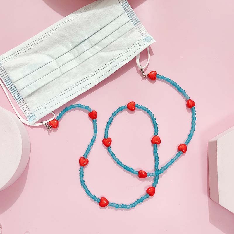 女性用チェーン付き滑り止め老眼鏡,ピーチハート,パール,ラブ - Mask Chain Holder のレビューと価格